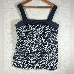 LOFT Black w/ White Polka Dots Tank Top with Wide Band Straps Size 14